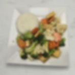 Assorted Stir Fried Vegetables and Tofu on Steamed Rice